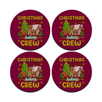 Christmas Cookie Baking Crew, SET of 4 round wooden coasters (9cm)