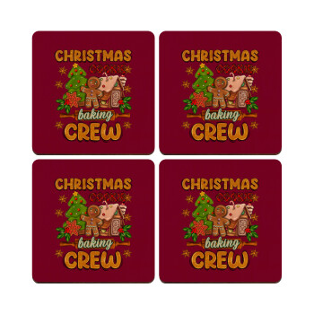 Christmas Cookie Baking Crew, ΣΕΤ x4 Σουβέρ ξύλινα τετράγωνα plywood (9cm)