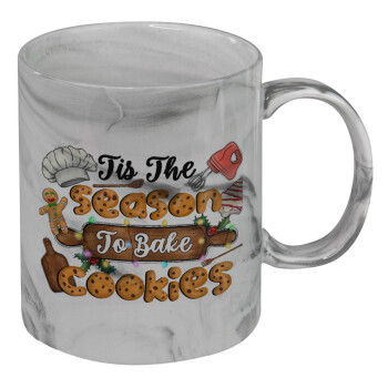 Tis The Season To Bake Cookies, Mug ceramic marble style, 330ml