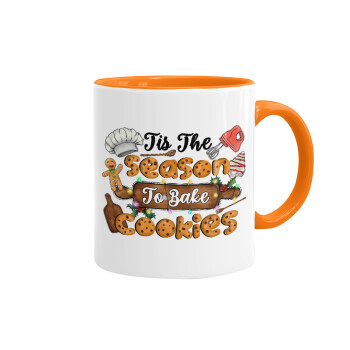 Tis The Season To Bake Cookies, Mug colored orange, ceramic, 330ml