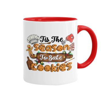 Tis The Season To Bake Cookies, Mug colored red, ceramic, 330ml