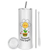 Eco friendly ποτήρι θερμό (tumbler) από ανοξείδωτο ατσάλι 600ml, με μεταλλικό καλαμάκι & βούρτσα καθαρισμού