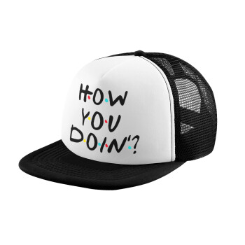 Friends How You Doin'?, Καπέλο Ενηλίκων Soft Trucker με Δίχτυ Black/White (POLYESTER, ΕΝΗΛΙΚΩΝ, UNISEX, ONE SIZE)