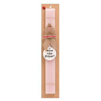 Friends How You Doin'?, Easter Set, wooden keychain & scented flat Easter candle (30cm) (PINK)