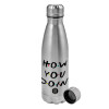 Metallic water bottle, stainless steel, 750ml