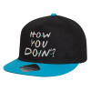 Child's Flat Snapback Hat, Black/Blue (100% COTTON, CHILD, UNISEX, ONE SIZE)