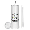 Eco friendly stainless steel tumbler 600ml, with metal straw & cleaning brush