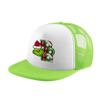 Grinch ho ho ho, Child's Soft Trucker Hat with Green/White Mesh (POLYESTER, CHILDREN'S, ONE SIZE)