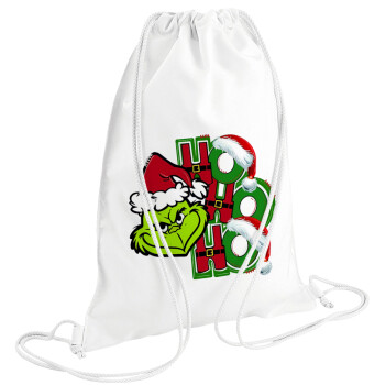 Grinch ho ho ho, Backpack pouch GYMBAG white (28x40cm)