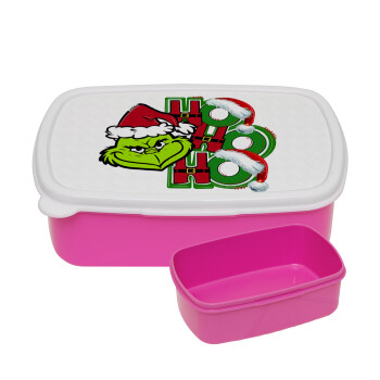 Grinch ho ho ho, ΡΟΖ παιδικό δοχείο φαγητού (lunchbox) πλαστικό (BPA-FREE) Lunch Βox M18 x Π13 x Υ6cm