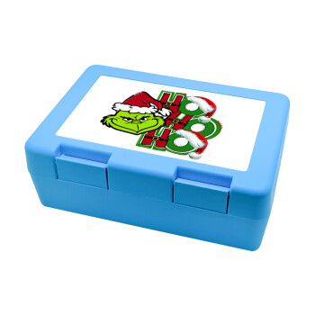 Grinch ho ho ho, Children's cookie container LIGHT BLUE 185x128x65mm (BPA free plastic)