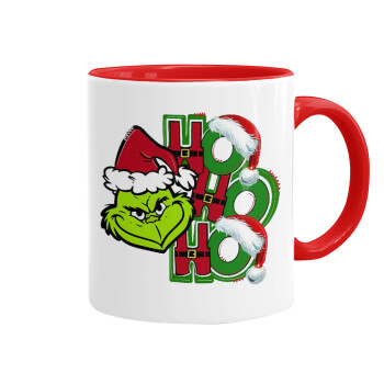 Grinch ho ho ho, Mug colored red, ceramic, 330ml