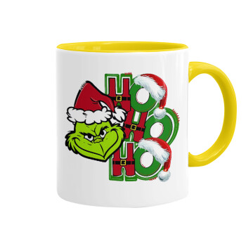 Grinch ho ho ho, Mug colored yellow, ceramic, 330ml