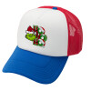 Adult Soft Trucker Hat with Red/Blue/White Mesh (POLYESTER, ADULT, UNISEX, ONE SIZE)