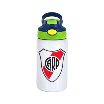 River Plate, Children's hot water bottle, stainless steel, with safety straw, green, blue (350ml)