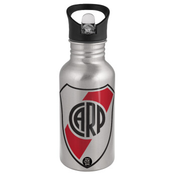 River Plate, Water bottle Silver with straw, stainless steel 500ml