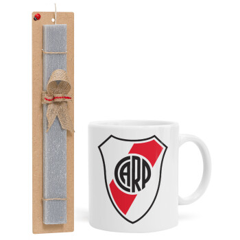 River Plate, Easter Set, Ceramic Cup (330ml) & Easter aromatic flat candle (30cm) (GRAY)