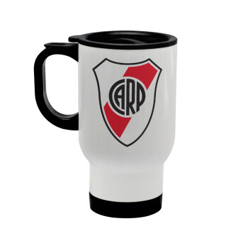 River Plate, Stainless steel travel mug with lid, double wall white 450ml