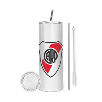 River Plate, Eco friendly stainless steel tumbler 600ml, with metal straw & cleaning brush