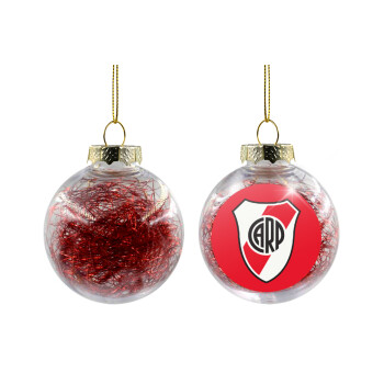 River Plate, Transparent Christmas tree ball ornament with red filling 8cm