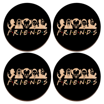 Halloween Friends, ΣΕΤ x4 Σουβέρ ξύλινα στρογγυλά plywood (9cm)