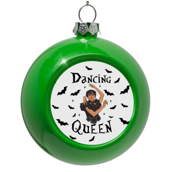 Wednesday Addams Dance, Green Christmas tree ornament bauble 8cm