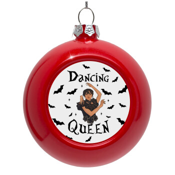 Wednesday Addams Dance, Red Christmas tree ornament bauble 8cm