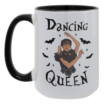 Wednesday Addams Dance, Κούπα Mega 15oz, κεραμική Μαύρη, 450ml