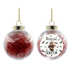 Transparent Christmas tree ball ornament with red filling 8cm