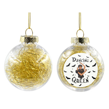 Wednesday Addams Dance, Transparent Christmas tree ball ornament with gold filling 8cm