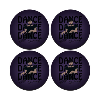 Wednesday dance dance dance, SET of 4 round wooden coasters (9cm)