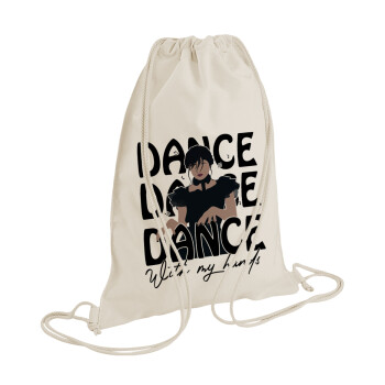 Wednesday dance dance dance, Backpack bag GYMBAG natural (28x40cm)