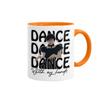 Wednesday dance dance dance, Mug colored orange, ceramic, 330ml