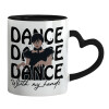 Mug heart black handle, ceramic, 330ml