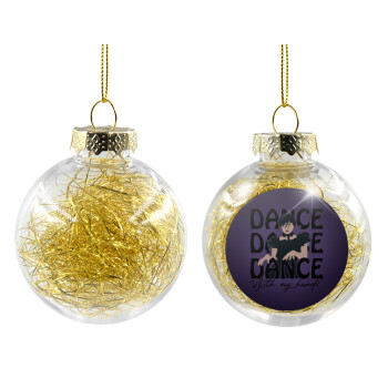 Wednesday dance dance dance, Transparent Christmas tree ball ornament with gold filling 8cm