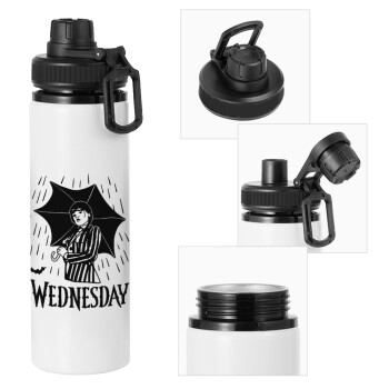 Wednesday Addams, Metal water bottle with safety cap, aluminum 850ml