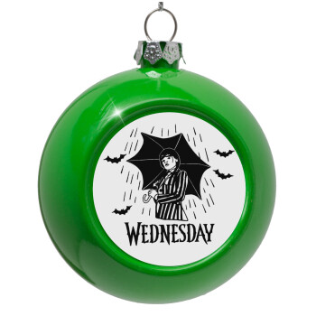 Wednesday Addams, Green Christmas tree ornament bauble 8cm