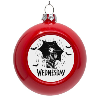 Wednesday Addams, Red Christmas tree ornament bauble 8cm