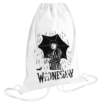Wednesday Addams, Τσάντα πλάτης πουγκί GYMBAG λευκή (28x40cm)