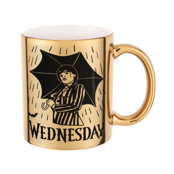 Wednesday Addams, Mug ceramic, gold mirror, 330ml