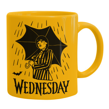 Wednesday Addams, Ceramic coffee mug yellow, 330ml