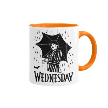 Wednesday Addams, Mug colored orange, ceramic, 330ml