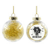 Transparent Christmas tree ball ornament with gold filling 8cm