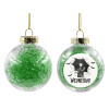 Transparent Christmas tree ball ornament with green filling 8cm