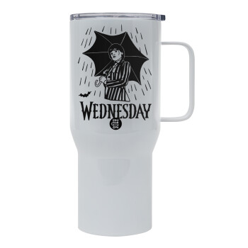 Wednesday Addams, Mega Stainless steel Tumbler with lid, double wall 750L