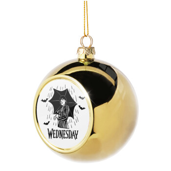 Wednesday Addams, Golden Christmas tree ball ornament 8cm