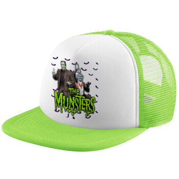 The munsters, Adult Soft Trucker Hat with Mesh GREEN/WHITE (POLYESTER, ADULT, ONE SIZE)