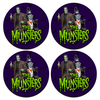 The munsters, ΣΕΤ 4 Σουβέρ ξύλινα στρογγυλά (9cm)