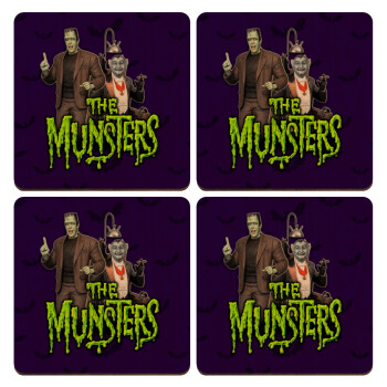 The munsters, ΣΕΤ x4 Σουβέρ ξύλινα τετράγωνα plywood (9cm)