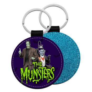 The munsters, Μπρελόκ Δερματίνη, στρογγυλό ΜΠΛΕ (5cm)